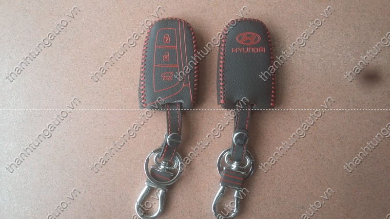 Bao da chìa khóa khâu tay cho xe Santafe 2014-2018