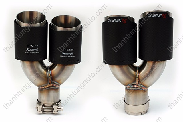 Chụp đuôi pô độ cho các loại xe o to mẫu Akrapovic cacbon kép