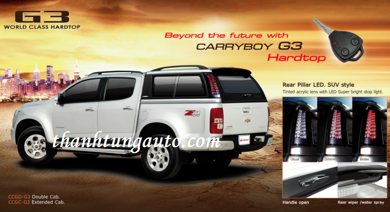 nắp thùng cao carryboy mau G3 cho xe bán tải 